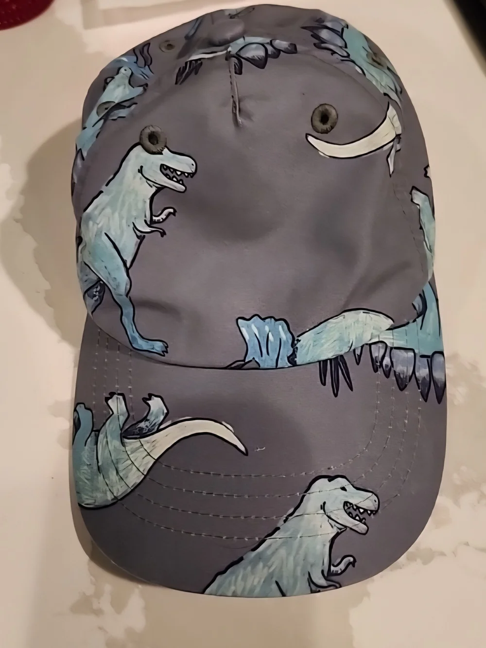 Carter's Gray Hat with Blue Dinosaur Print